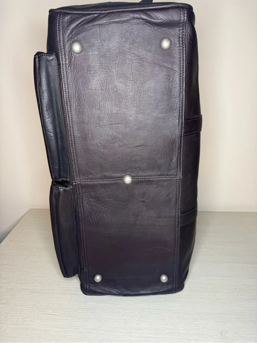 LEXUS Vintage Leather Burgundy Brown Weekender Carry-on Travel Bag 21 x 8 x 12